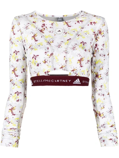 Shop Adidas By Stella Mccartney Future Playground Long-sleeve Crop Top In Neutrals