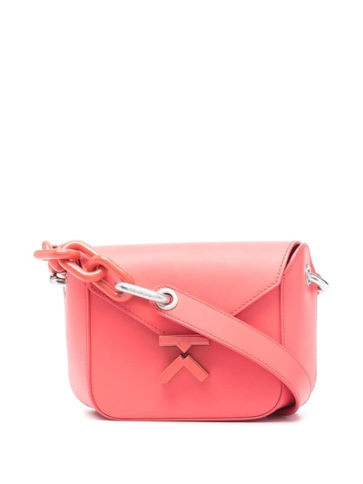 The Chain Link Leather Crossbody Pink