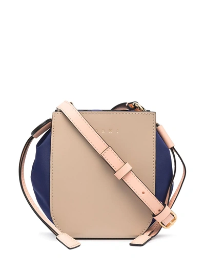 Shop Marni Gusset Colour-block Shoulder Bag In Neutrals