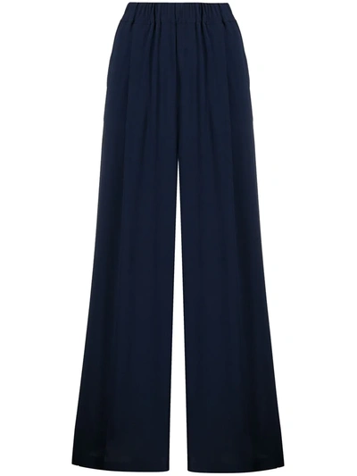 Shop Semicouture Elastic Palazzo Trousers In Blue