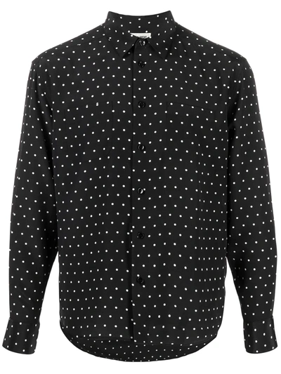 Shop Saint Laurent Polka Dot Pattern Shirt In Black