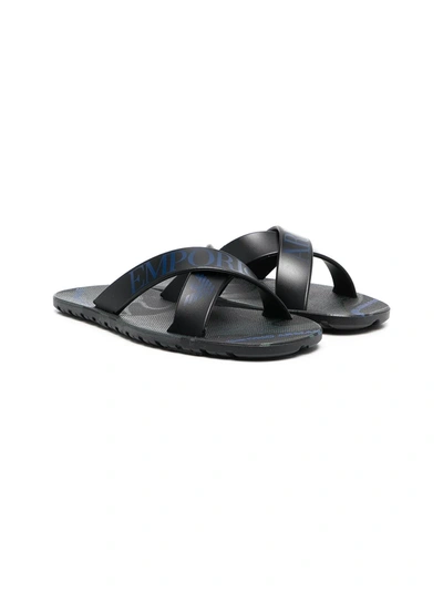 Shop Emporio Armani Logo-printed Sandals In Black
