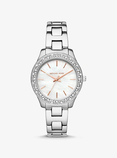 Shop Michael Kors Liliane Pavé Two-tone Watch In Silver