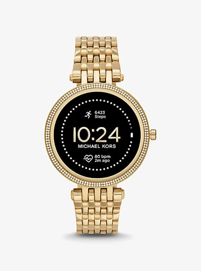Shop Michael Kors Gen 5e Darci Pavé Gold-tone Smartwatch