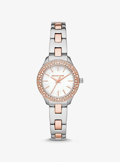 Shop Michael Kors Liliane Pavé Two-tone Watch In Silver