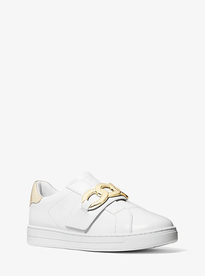 Shop Michael Kors Kenna Chain Link Leather Sneaker In White