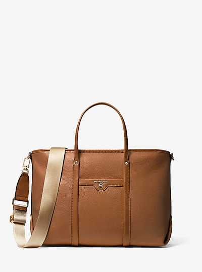 Shop Michael Kors Beck Medium Pebbled Leather Tote Bag In Brown