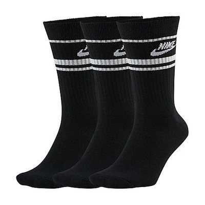 Shop Nike Sportswear Essential Throwback Crew Socks (3-pack) In Black/white