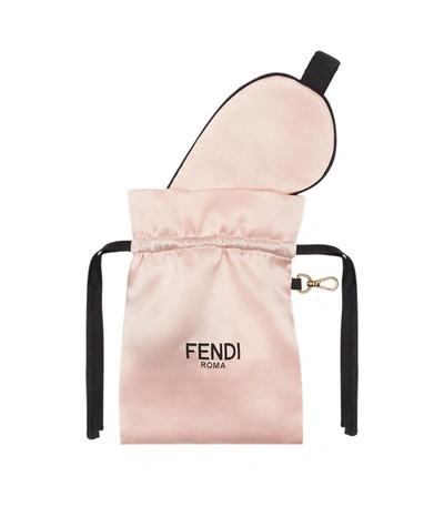 Shop Fendi Satin Eye Mask And Pouch In Pink