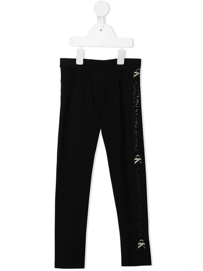 Calvin Klein Logo Print Leggings In Black