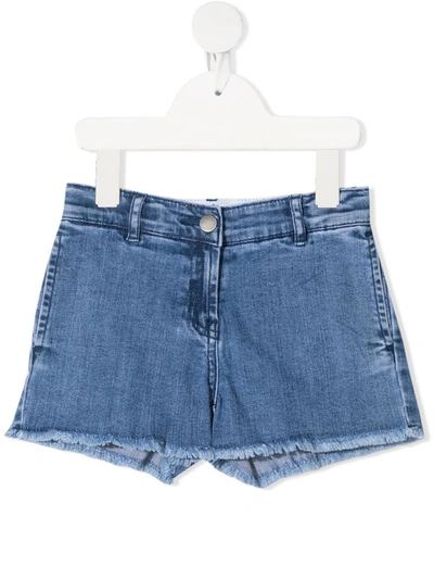 Shop Stella Mccartney Butterfly Denim Shorts In Blue