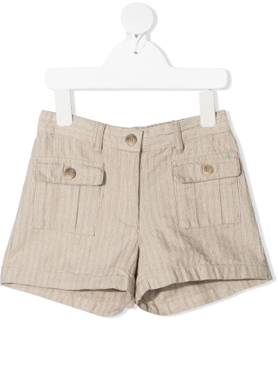 Shop Bonpoint Saona Striped Shorts In Neutrals