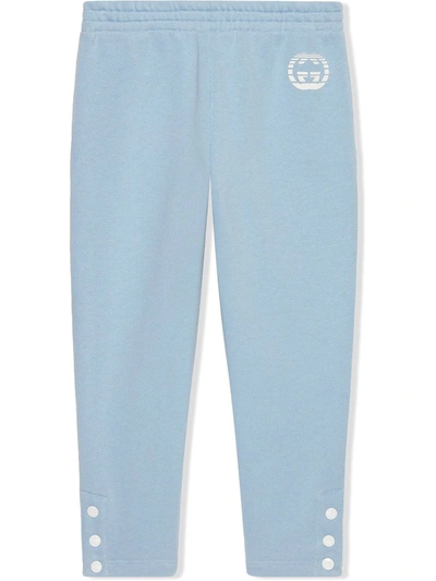 Shop Gucci Logo-print Track Pants In Blue