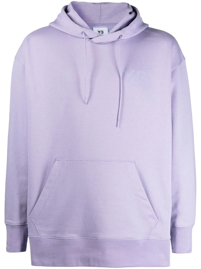 Shop Y-3 Logo-print Cotton Hoodie In Purple