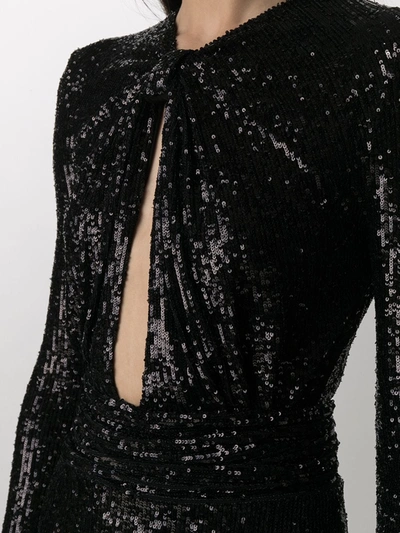 Shop Saint Laurent Sequined Long-sleevee Mini Dress In Black