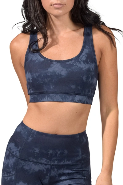 Shop 90 Degree By Reflex High Impact Ladder Back Sports Bra In P599 Marble Navy
