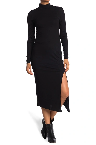Shop Afrm Joyce Mock Neck Midi Dress In Noir