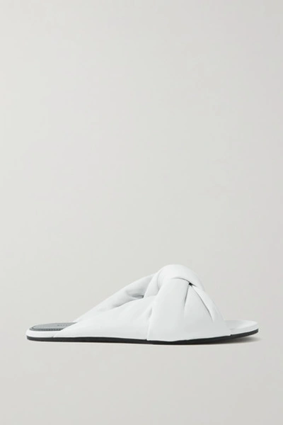 Shop Balenciaga Drapy Knotted Leather Sandals In White