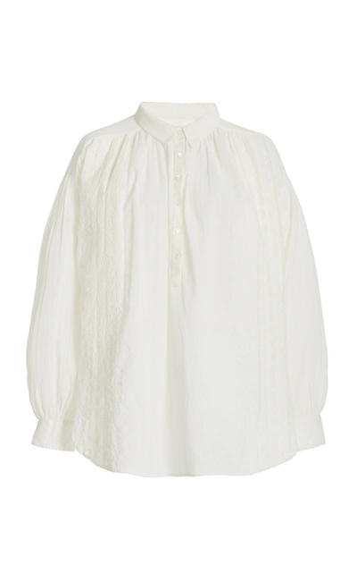 Shop Nili Lotan Women's Embroidered Cotton Selene Top In White