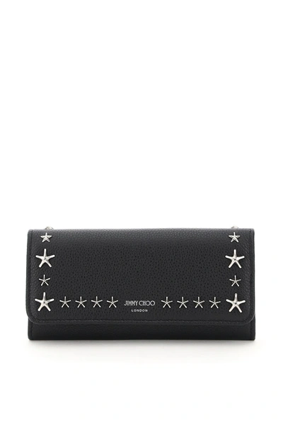 Shop Jimmy Choo Nino Continental Wallet Star Studs In Black Silver (black)