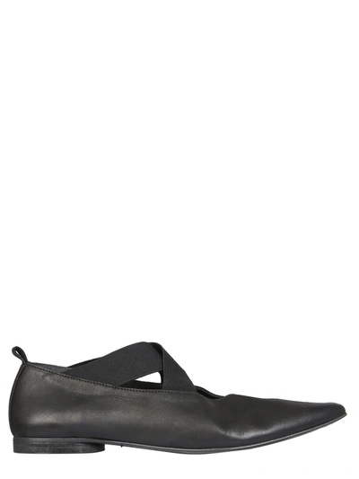 Shop Uma Wang Leather Ballerinas In Nero