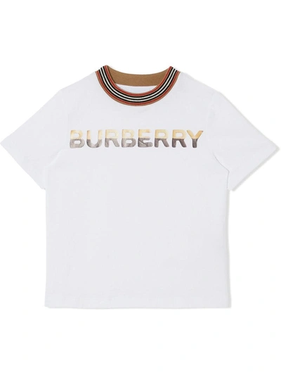 Shop Burberry Shortbread Jersey T-shirt With Logo Print In White