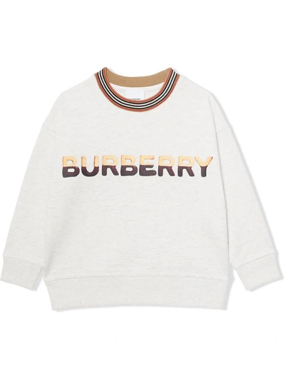 Shop Burberry Cotton Blend Sweatshirt With Logo Print In White