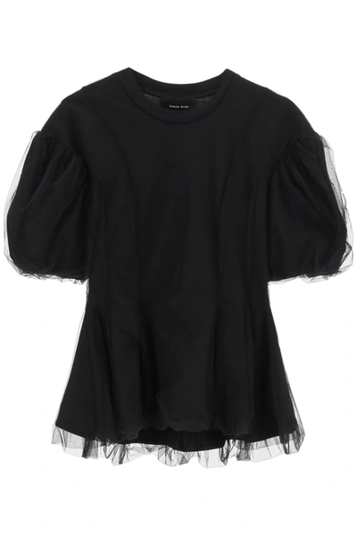 Shop Simone Rocha Shaped T-shirt With Tulle In Black (black)