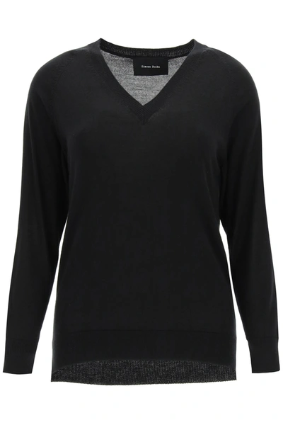 Shop Simone Rocha Sweater With Cut-out Elbows In Black (black)