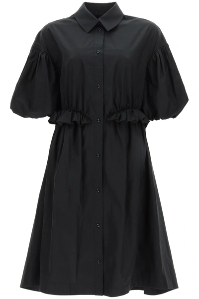 Shop Simone Rocha Oversized Shirt Dress Twisted Hip In Black (black)
