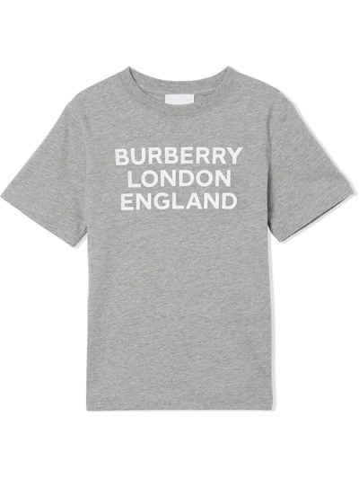 Shop Burberry Jersey T.shirt With Logo Print In Grey