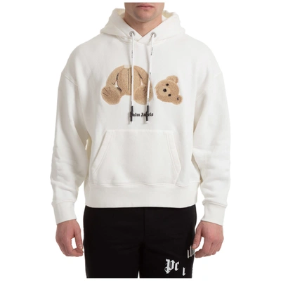 Shop Palm Angels Bear Hoodie In Bianco