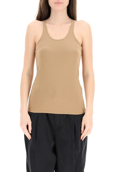 Shop Lemaire Tank-top In Jersey Crepe In Safari Brown (beige)