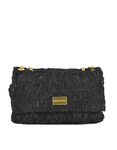 Shop Ermanno Scervino Black Weave Shoulder Bag