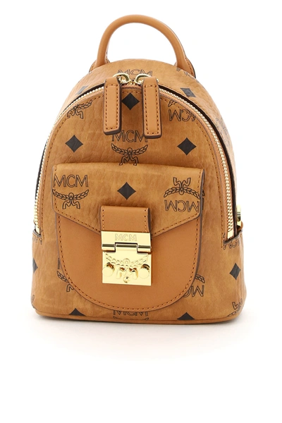 Shop Mcm Mini Bag Visetos Patricia Backpack In Cognac (brown)