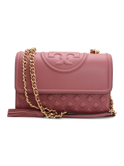 Shop Tory Burch Fleming Leather Shoulder Bag In Pink