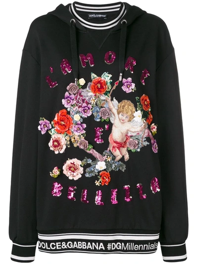 Shop Dolce & Gabbana L'amore È Bellezza Sequin Embellished Hoodie In N0000