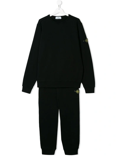 Stone Island Junior Teen Logo-appliqué Tracksuit Set In Black | ModeSens