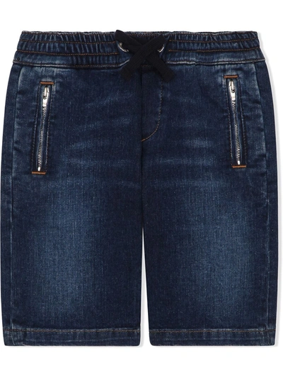 Shop Dolce & Gabbana Drawstring Denim Shorts In Blue