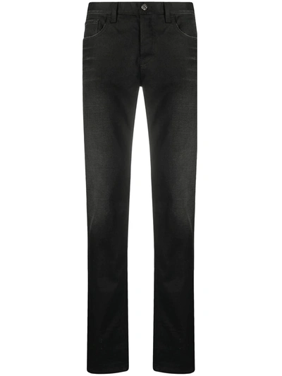 Shop Gucci Logo Patch Straight-leg Jeans In Black