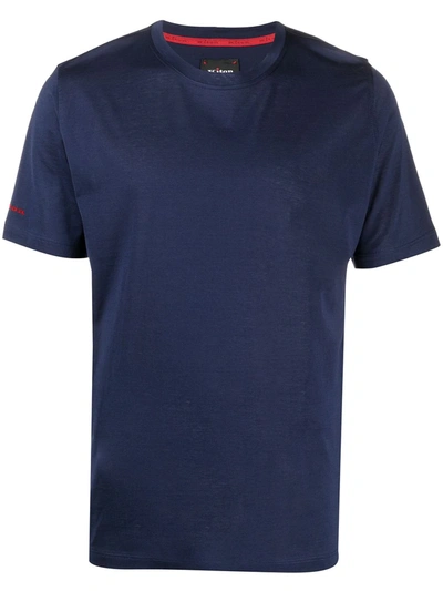 Shop Kiton Logo Crew-neck T-shirt In Blue