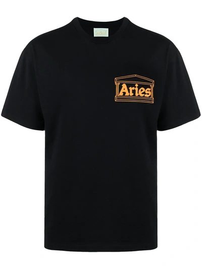 Shop Aries Logo-print Cotton T-shirt In Black