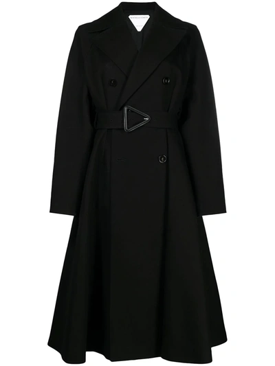 Shop Bottega Veneta Belted-waist Double-breasted Trench Coat In Black