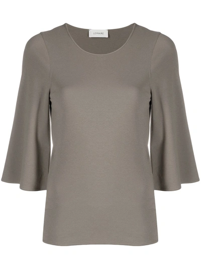 Shop Lemaire Bell-sleeve Cotton T-shirt In Brown