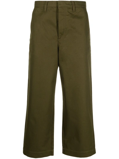Shop Loewe Cropped Straight-leg Trousers In Green