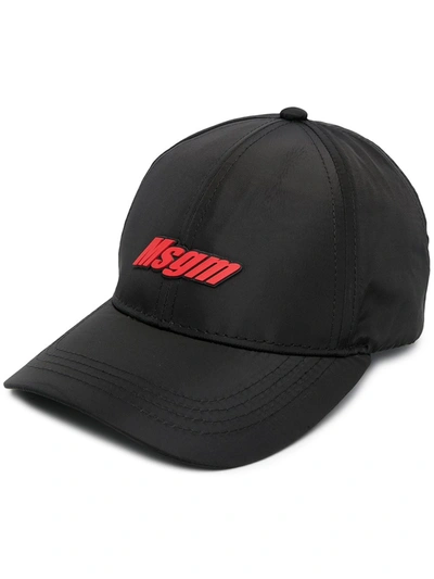 Shop Msgm Logo-print Six-panel Cap In Black