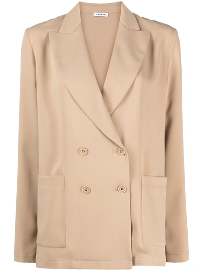 Shop P.a.r.o.s.h Double-breasted Blazer In Neutrals