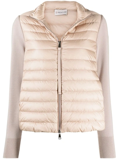 Shop Moncler Wool Cardigan-style Jacket In Neutrals