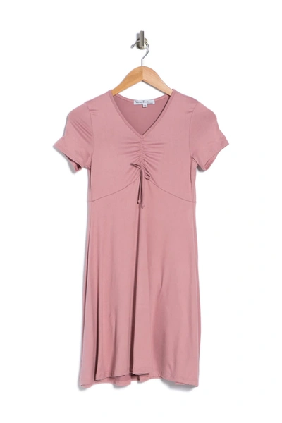 Shop Velvet Torch Short Sleeve Skater Tie Front Dress In Pink