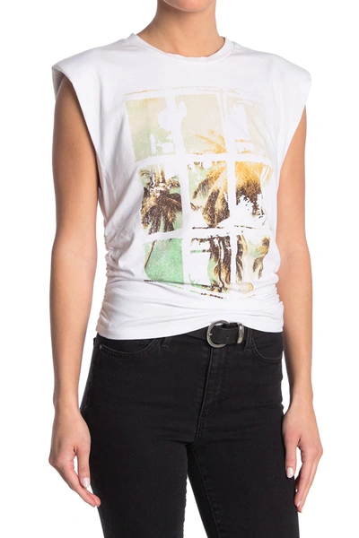 Shop Afrm Graphic Print Muscle T-shirt In Palm Tree Post Card